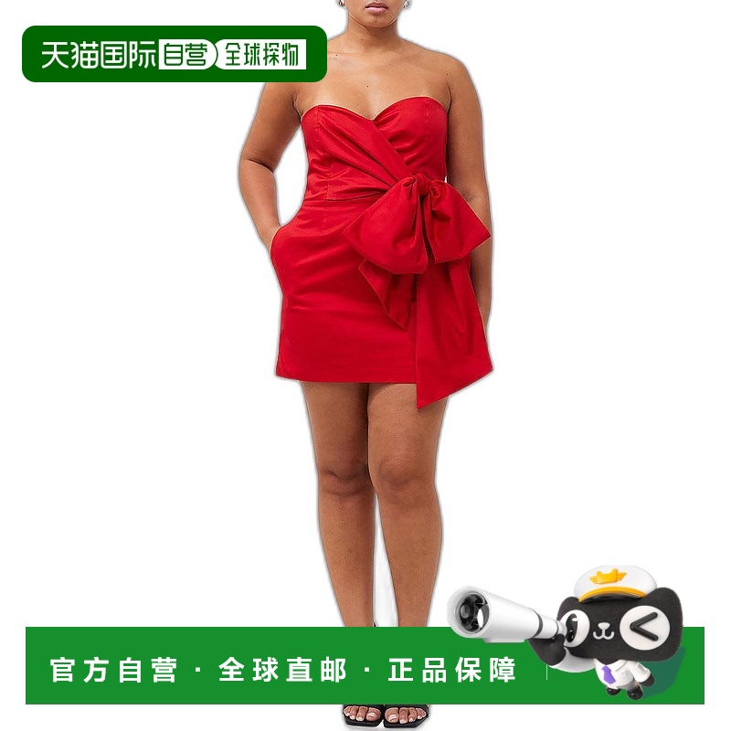 自营french connection佛罗里达冬季女式仿裹身鸡尾酒迷你连衣裙