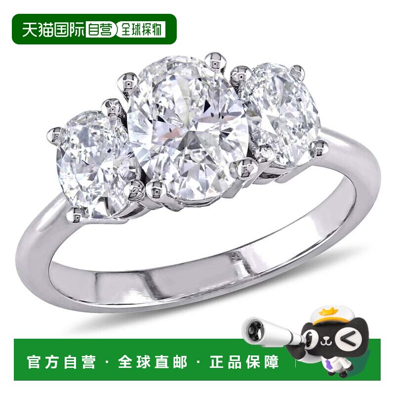 自营Mimi & Max 1 1/2 克拉 TW 椭圆形切割钻石 3 石订婚戒指(18