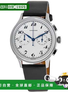 自营longines浪琴 Heritage 计时码表银色表盘黑色皮革表带男士手