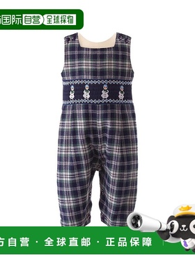 自营Rachel Riley Snowman Smocked Overall - blue 美国奥莱直发
