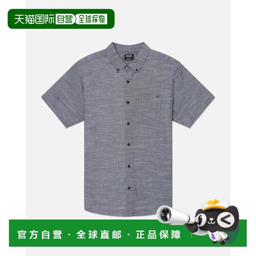 自营Hurley Icon衬衫男士黑色编织弹力短袖纽扣DSGL1214-黑色 美