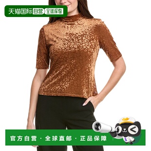 美国奥莱直发 棕褐色豹纹 自营Vince Camuto天鹅绒上衣