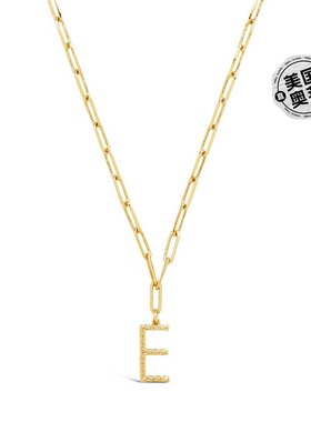 sterling forever编织初始吊坠项链 - 金-e 【美国奥莱】直发