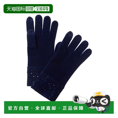 自营sofiacashmere Sequin Cashmere Gloves - blue 美国奥莱直发