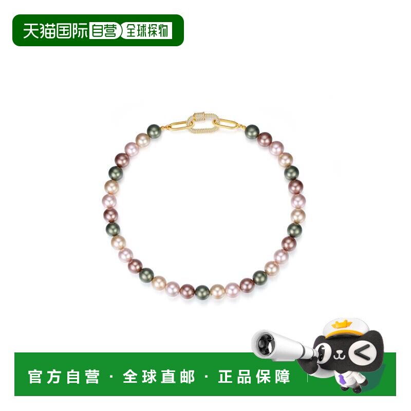 自营classicharms金贝壳珍珠项链配镶嵌宝石登山扣锁 - 金色 美