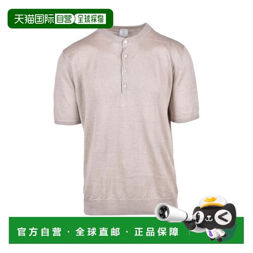 自营eleventyBeige Men Knitted Linen Henley Top - white 美国
