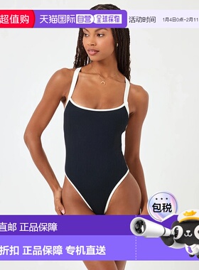 自营l spaceL*Space Swimsuit Women's  Black Stretch Ribbed Sc