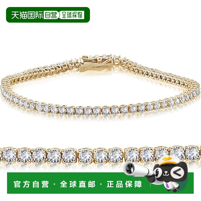 自营 pompeii34 克拉 TW 圆形切割实验室培育钻石网球手链 14k 金