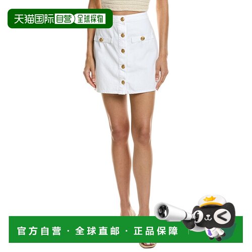 自营L'AGENCE Kris Button Front Mini Skirt - white 美国奥莱直