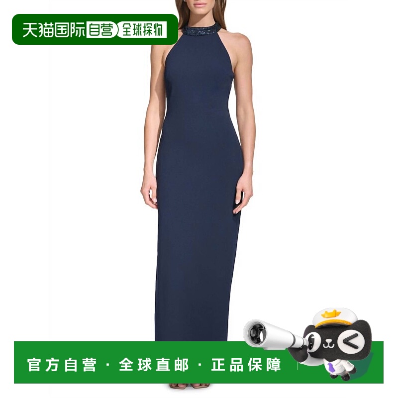 自营vince camutoHigh Neck Navy Dress - navy 美国奥莱直发