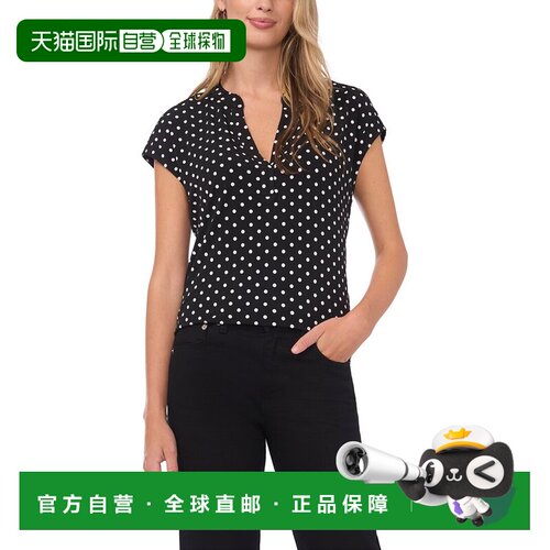 自营Vince Camuto V-neck Blouse - black 美国奥莱直发上衣