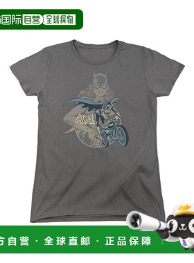 自营 gildanDC Comics 蝙蝠女摩托党短袖女式 T 恤/T 恤 - 炭灰色