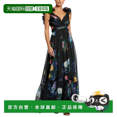 自营Mac Duggal A-Line Gown - black multi 美国奥莱直发连衣裙