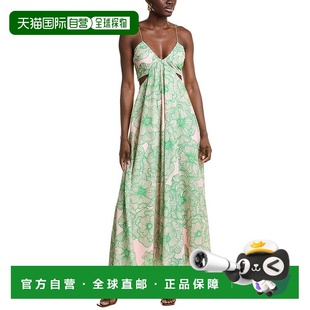 美国奥莱直发服饰长裙 粉红色 自营 AMUR镂空Maxi连衣裙