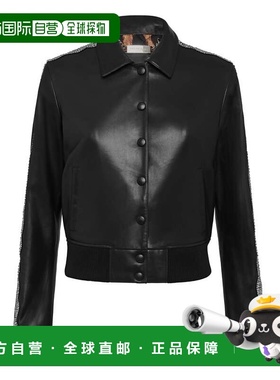 自营philipp plein皮革飞行员夹克 Crystal Cable - 黑色 美国奥