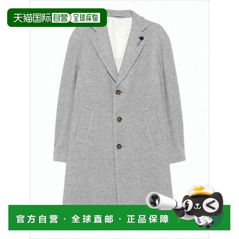 自营lardiniMid-Length Tailored Coat With Notch Lapel And Hea