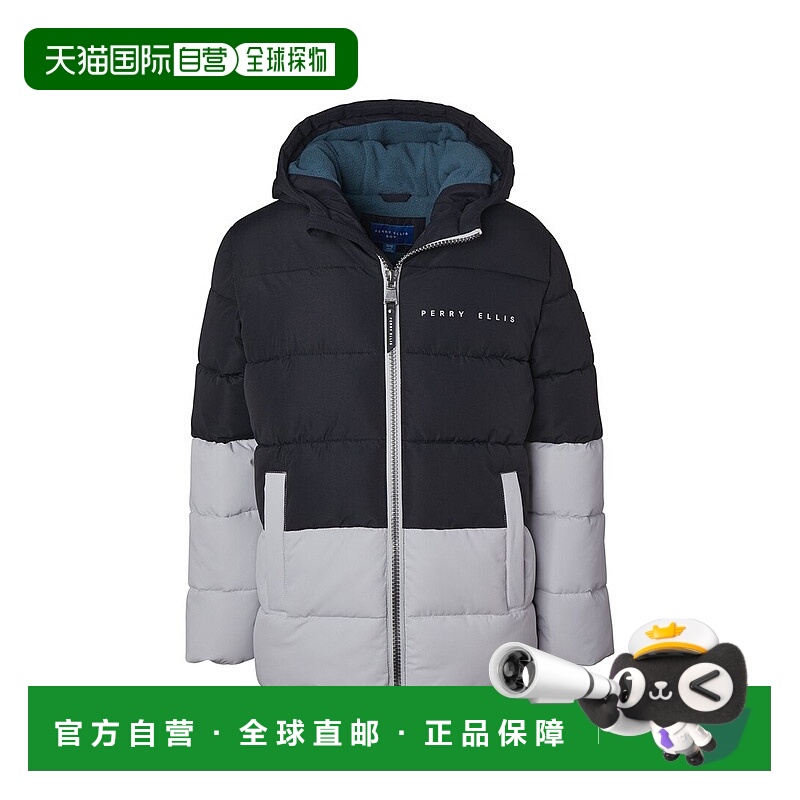 自营Perry Ellis Blocked Ripstop Puffer Jacket - black 美国奥