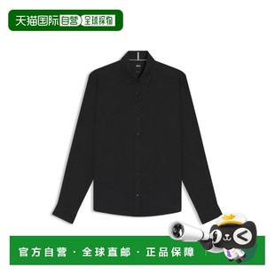 自营bossRegular-fit shirt in cotton-blend flannel - black 美