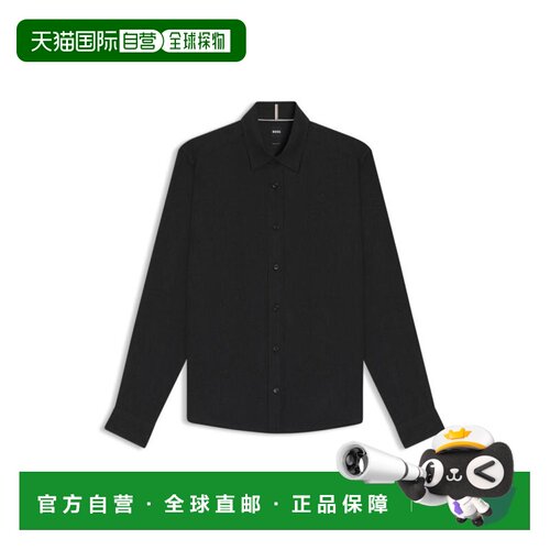 自营bossRegular-fit shirt in cotton-blend flannel - black 美
