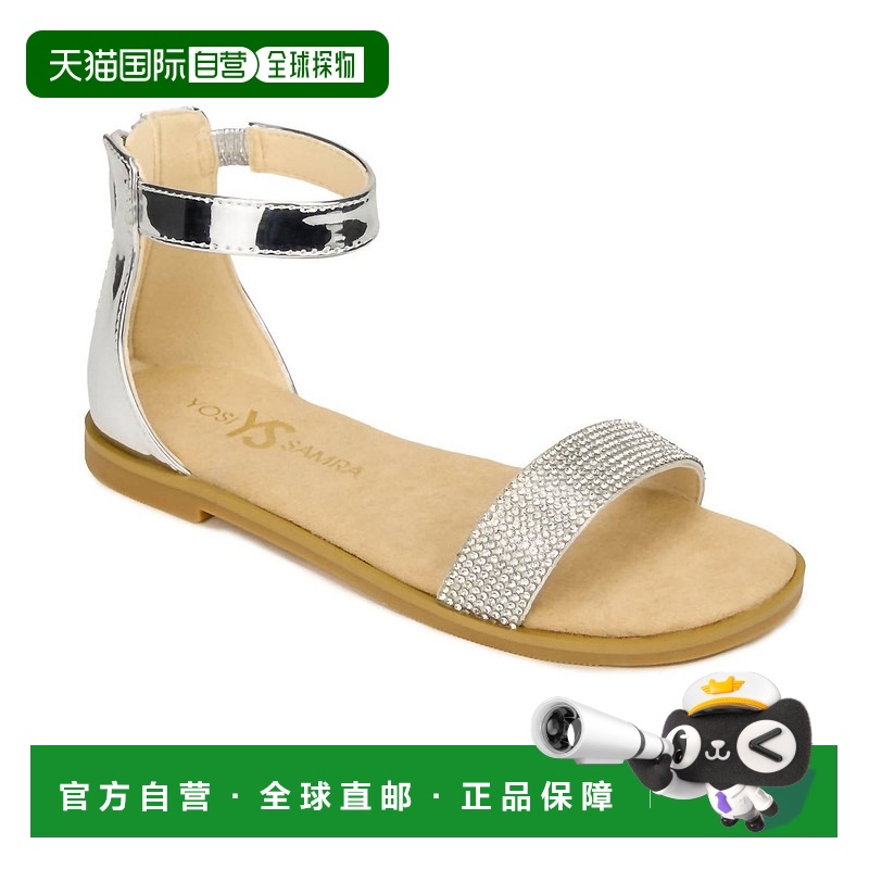 自营 yosi samra儿童Cambelle小姐凉鞋银色水晶-银色水晶 美国奥