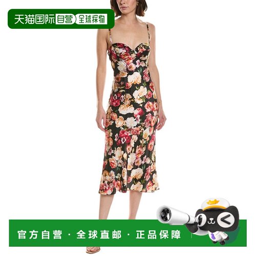 自营L'AGENCE Solay中长款连衣裙-红色吊带 美国直发奥莱
