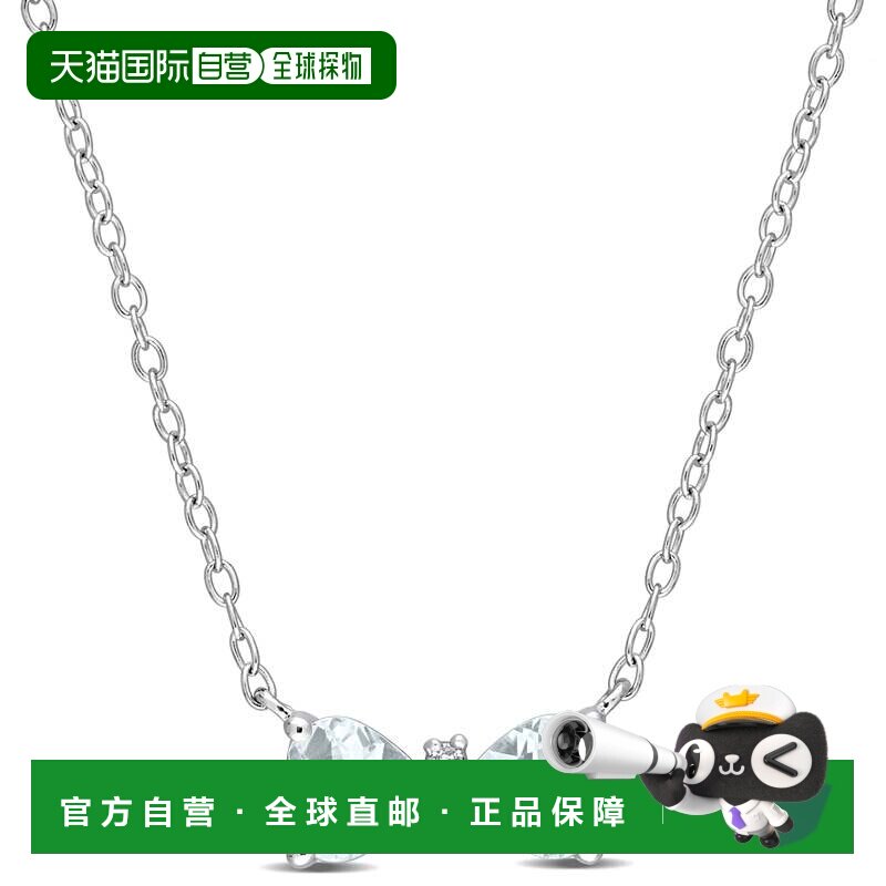 自营925 纯银 Mimi & Max 3/4 CT TGW 心形海蓝宝石和钻石装饰蝴