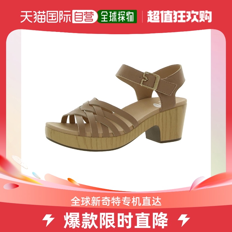 dr. scholl'sFirst Of All 女式人造皮革踝带高跟鞋 - 珊瑚色/金