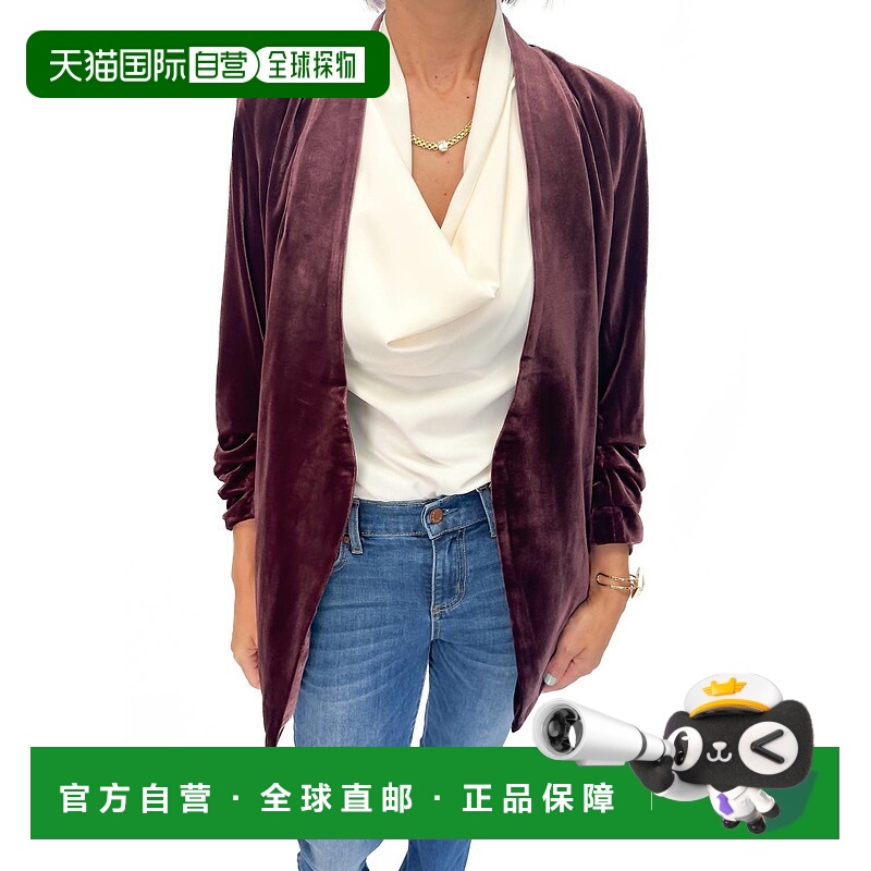 自营bishop + youngIcon Ruched Sleeves Blazer In Bordeaux - b