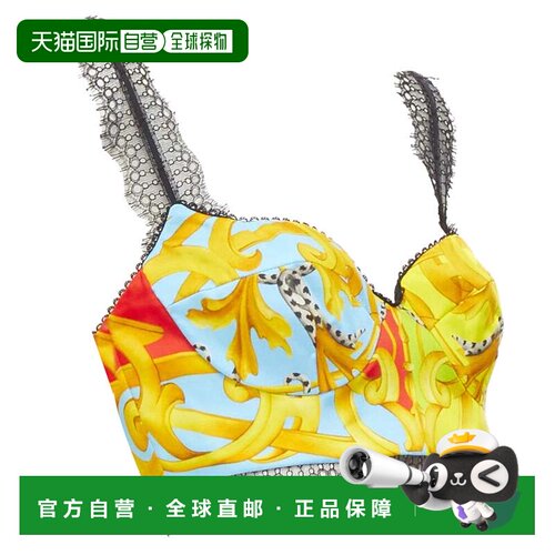 自营Versace印花蕾丝无骨紧身上衣-多 美国奥莱直发