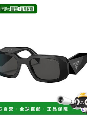 自营 Prada PR 17WS 1AB5S0 49 毫米女士矩形太阳镜 - 黑色 美国