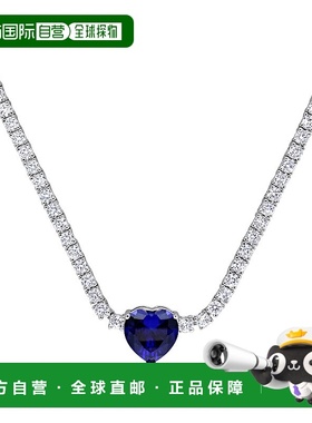 自营 mimi & max 18CT心形创造蓝宝石网球项链 925纯银 美国奥莱