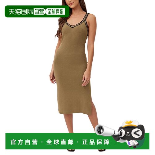 自营Bella Dahl Crocheted Trim V-Neck Linen-Blend Midi Dress