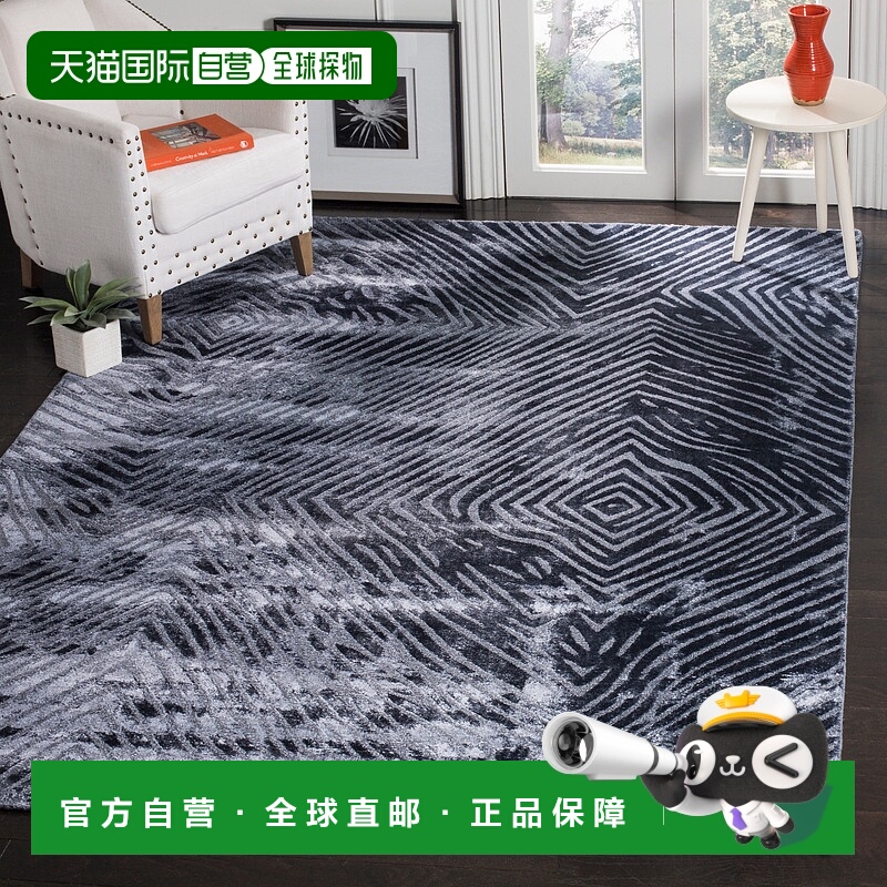 自营safavieh表达手工制作区域地毯，深蓝色现代风格不脱落-深蓝