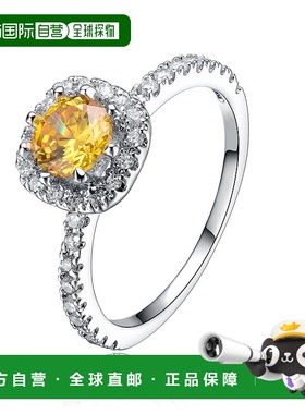 自营 GENEVIVE 纯银黄色立方氧化锆单石戒指 - 黄色 美国奥莱直发