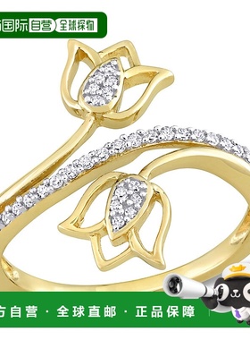 自营 Mimi & Max 1/6 克拉 TDW 钻石旁路莲花戒指 10k 金 - 金 美