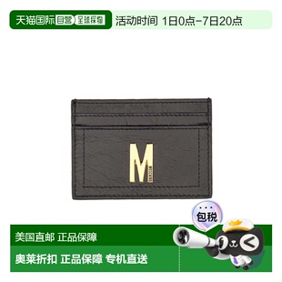 自营moschinoCard Holder With Gold Plaque - grey 美国奥莱直发