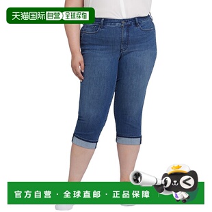 美国奥莱直发直筒裤 自营 蓝色 牛仔裤 NYDJ玛丽莲蓝岭短款