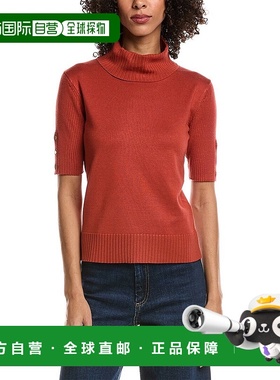 自营T Tahari Elbow Sleeve Turtleneck Sweater - brown 美国奥