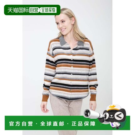 自营incashmereCashmere Multi Stripe Button Shirt Sweater - c