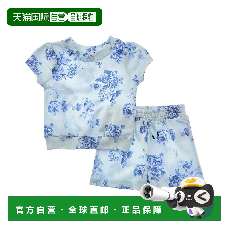 自营splendid华丽的2件Indigo Bloom上衣和短款套装-蓝色 美国奥图片