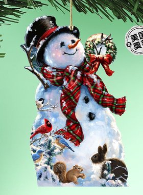 Designocracy 老式圣诞木制装饰品 2 滴假日 - 多色 【美国奥莱】