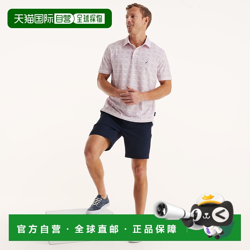 自营 Nautica 男式 8.5 英寸 Navtech 印花短裤 - 海军蓝 美国奥