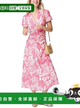 自营 J.McLaughlin Fernanda真丝混纺连衣裙-粉红色/白色 美国奥