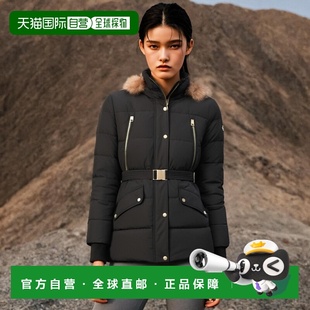 自营 Michael Michael Kors 女式黑色系带羽绒服 3/4 长 - 黑色