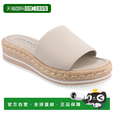 自营journee collectionJournee女式玫瑰色中宽帆布凉鞋-灰褐色