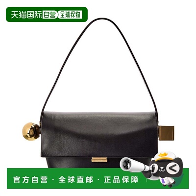 自营Jacquemus The Rond Carre Leather Shoulder Bag - black 美