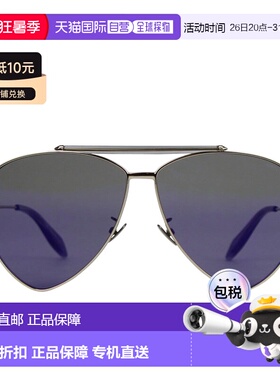 自营Alexander McQueen Unisex Metal Reflective Aviator Sungla