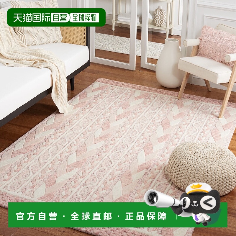 自营safaviehMetro Hand Made Area rug, Pink / Ivory Contempor
