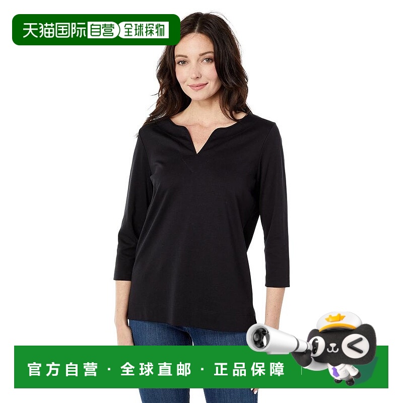 1h可退 【美国直邮】LLBean|Pima Tops 开领束腰外衣 3/4 袖上衣