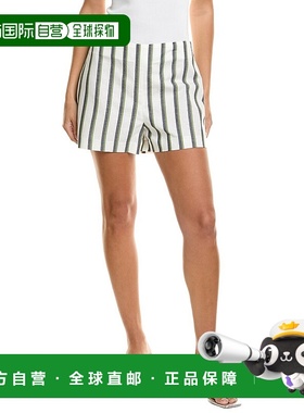 自营 Kenneth Cole侧边拉链亚麻混纺短裤-绿色 美国奥莱直发